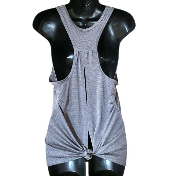 Apana Women’s Large Tie Back Tank Top Gray Striped Racerback Activewear Yoga - Picture 2 of 11